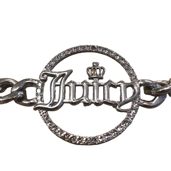 Juicy Couture Rhinestone Medallion Silver Tone Chain Link Belt Woman’s - Picture 2 of 5